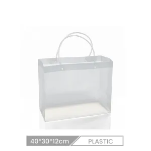 Pp Tote Bag 40*30*12cm Custom Transparent Frosted Pvc Plastic Shopping Bag